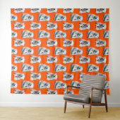 Eisbär-Musterdesign auf Orange Wandteppich (Beispiel (Horizontal))