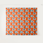 Eisbär-Musterdesign auf Orange Wandteppich (Vorderseite (Horizontal))