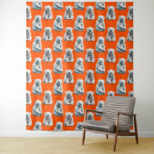 Eisbär-Musterdesign auf Orange Wandteppich (Beispiel)