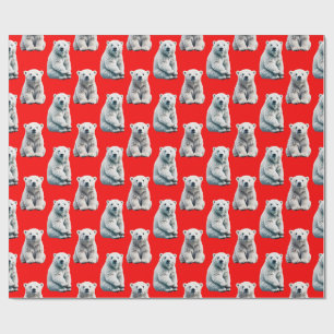 Eisbär-Musterdesign auf Rot Geschenkpapier