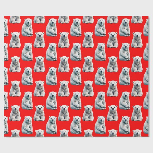 Eisbär-Musterdesign auf Rot Geschenkpapier (Flach)