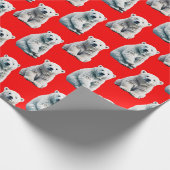 Eisbär-Musterdesign auf Rot Geschenkpapier (Ecke)