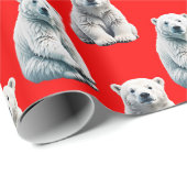 Eisbär-Musterdesign auf Rot Geschenkpapier (Rolleneckpunkt)