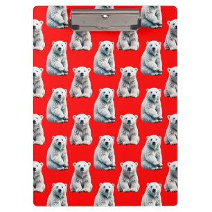 Eisbär-Musterdesign auf Rot  Klemmbrett