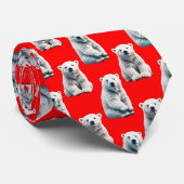 Eisbär-Musterdesign auf Rot  Krawatte (Gerollt)