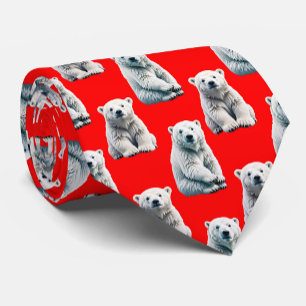 Eisbär-Musterdesign auf Rot Krawatte