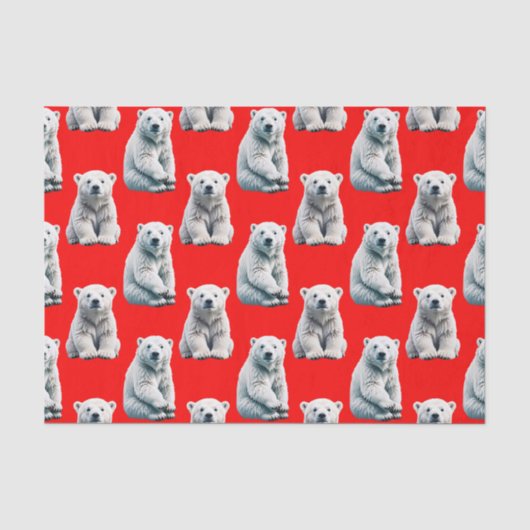 Eisbär-Musterdesign auf Rot Seidenpapier (Vorderseite)