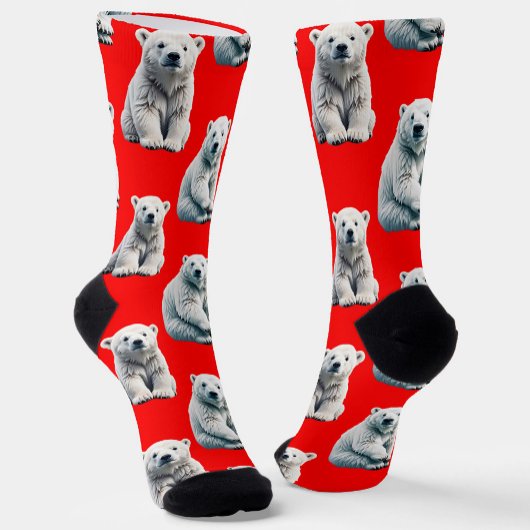 Eisbär-Musterdesign auf Rot Socken