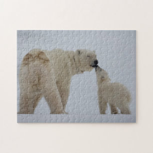 Eisbär-Mutter mit CUB Puzzle