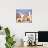 Eisbär-Mutter mit Jungtier auf Packeis Poster (Heimbüro)