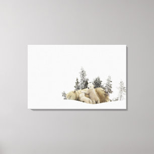 Eisbär-Mutter und ihr CUB in Wapusk Park Leinwanddruck