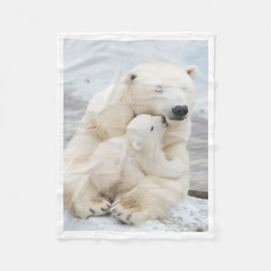 Eisbär-Mutter-und-Jungtier-Decke Fleecedecke (Vorderseite)