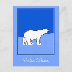 Eisbar-Mutter-und-Jungtier-Malerei - Wildtier-Kuns Postkarte