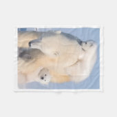 Eisbär-Mutter-und-Jungtiere-Decke Fleecedecke (Vorderseite (Horizontal))