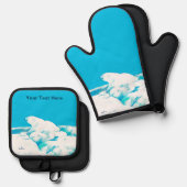 Eisbär Ofenhandschuh & Topflappen-Set (Vorderseite/Rückseite)