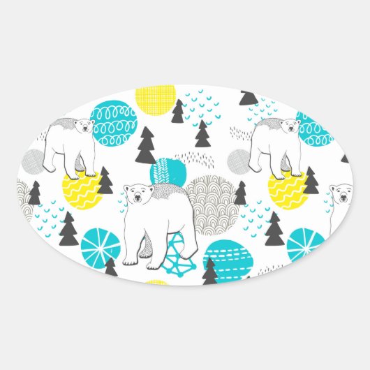 Eisbär Ovaler Aufkleber (Vorderseite)