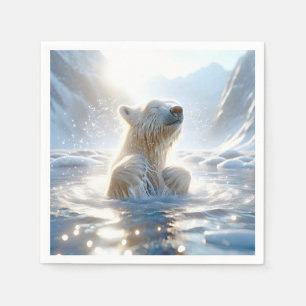 Eisbär plantscht im arktischen Wasser Serviette