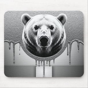 Eisbar-Porträt mit metallischem Tropfeneffekt 🐻❄ Mousepad