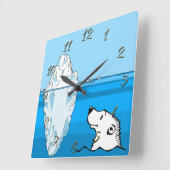 Eisbär Quadratische Wanduhr (Winkel)