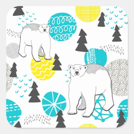 Eisbär Quadratischer Aufkleber (Vorderseite)