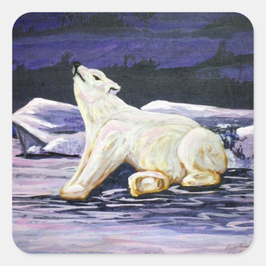 Eisbär Quadratischer Aufkleber (Vorderseite)