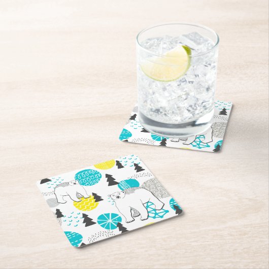 Eisbär Rechteckiger Pappuntersetzer (Vor Ort)