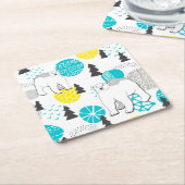 Eisbär Rechteckiger Pappuntersetzer (angewinkelt)