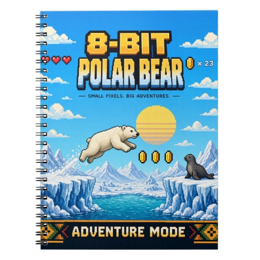 Eisbär, Retro-8-Bit-Pixelkunst Notizblock (Vorderseite)