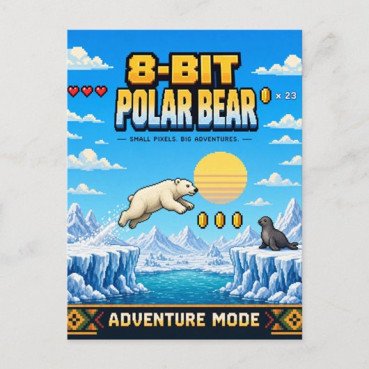 Eisbär, Retro-8-Bit-Pixelkunst Postkarte (Vorderseite)