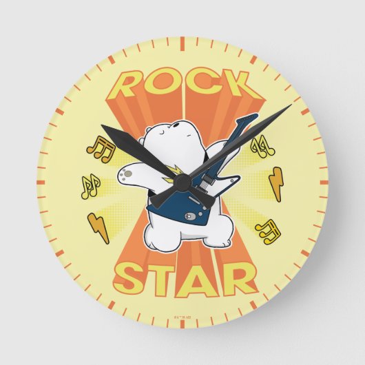 Eisbär - Rock Star Runde Wanduhr (Vorderseite)
