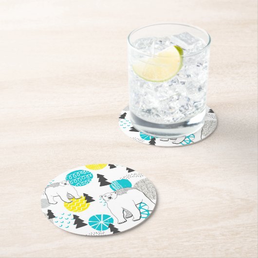 Eisbär Runder Pappuntersetzer (Vor Ort)