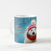 Eisbär-Santa-Mütze und -Schal Kaffeetasse (Vorderseite Links)