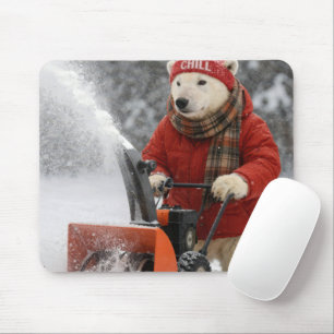 Eisbär schiebt einen Schneefräser Mousepad