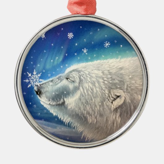Eisbär Schneeflocken Ornament Aus Metall (Vorne)