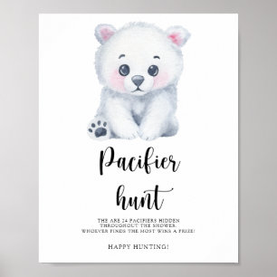 Eisbär - Schnuller Jagd Baby Shower Spielposter Poster