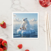 Eisbär schwebt auf einer Eisscholle Serviette (Beispiel)