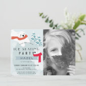 Eisbär Skaten Blue Foto Geburtstagsparty Einladung (Stehend Vorderseite)
