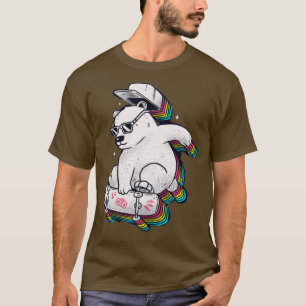 Eisbär Skaten Regenbogen T-Shirt