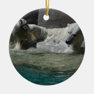 Eisbär spielen im Wasser Keramik Ornament