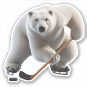 Eisbär spielt Hockey Aufkleber (Vorderseite)