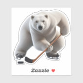 Eisbär spielt Hockey Aufkleber (Blatt)