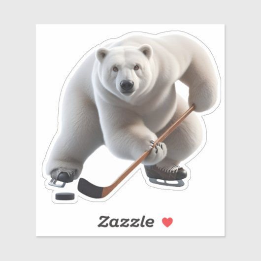 Eisbär spielt Hockey Aufkleber (Blatt)