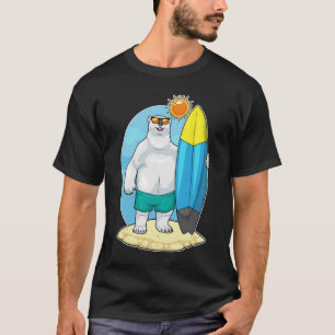 Eisbär Strand Surfboard Sommer T-Shirt
