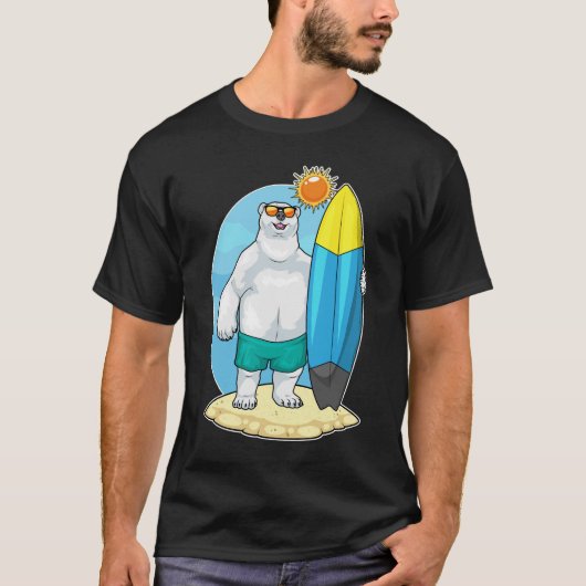 Eisbär Strand Surfboard Sommer T-Shirt (Vorderseite)