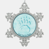 Eisbär-Tatzen-Druck Schneeflocken Zinn-Ornament (Vorderseite)