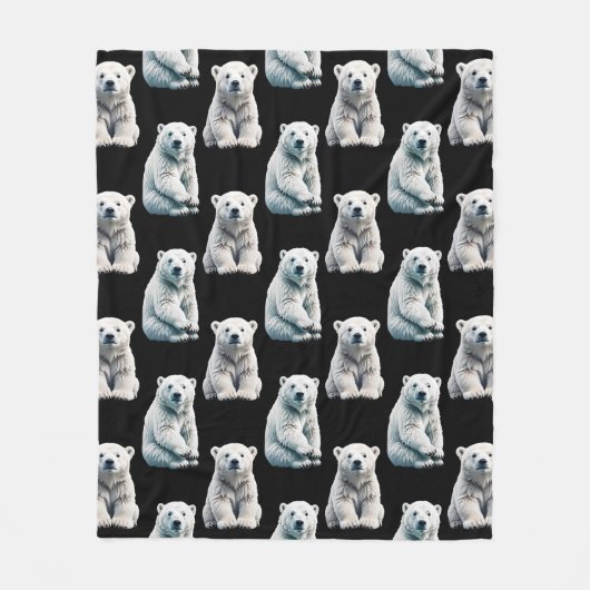 Eisbar-Tiermuster-Design Fleecedecke (Vorderseite)