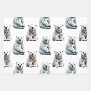 Eisbar-Tiermuster-Design  Geschenkpapier Set