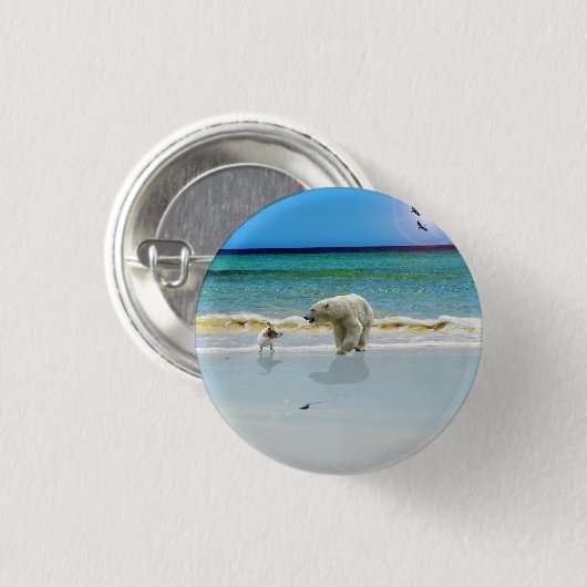 Eisbär trifft Jack Russell, Abzeichen Button (Vorne & Hinten)