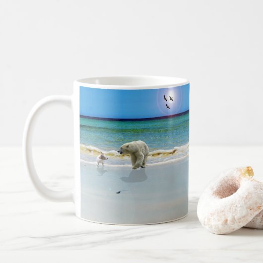 Eisbär trifft Jack Russell, Kaffeetasse (Mit Donut)