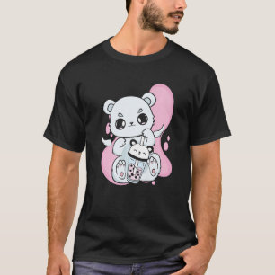 Eisbär trinkt Bubble Tea mit Erdbeer-Bob T-Shirt